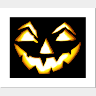 Jack O Lantern Scary Pumpkin Face Posters and Art